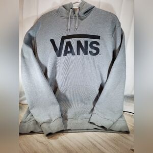 Vans Off The Wall Mens Classic Gray Hoodie Black Logo SIZE LARGE